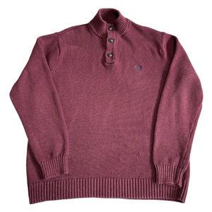 Chaps Burgundy Mock Neck Sweater Size L Cotton Casual Preppy